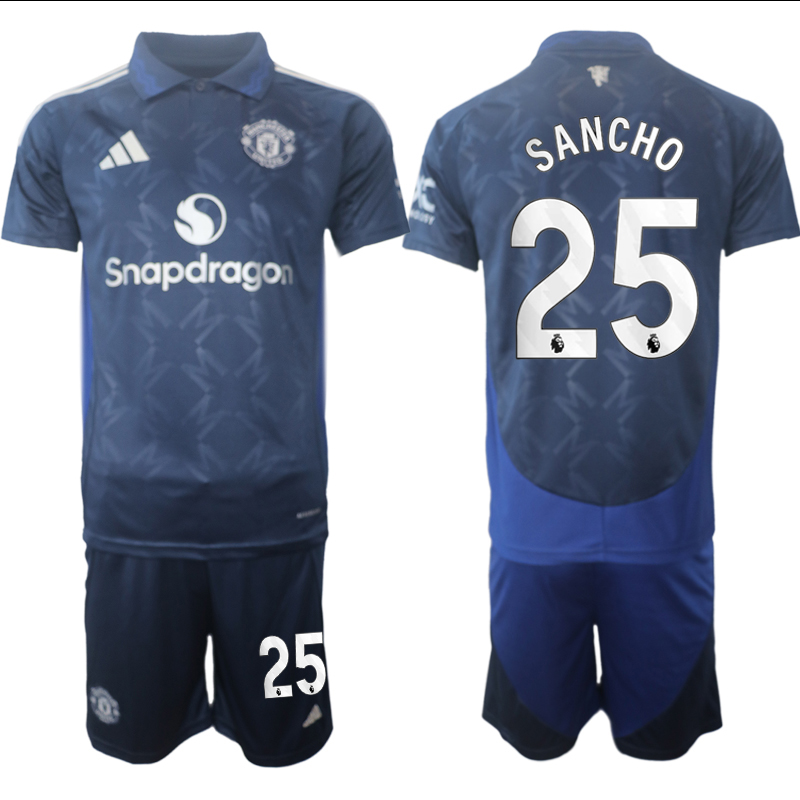 Men 2024-2025 Club Manchester United away blue #25 Soccer Jersey